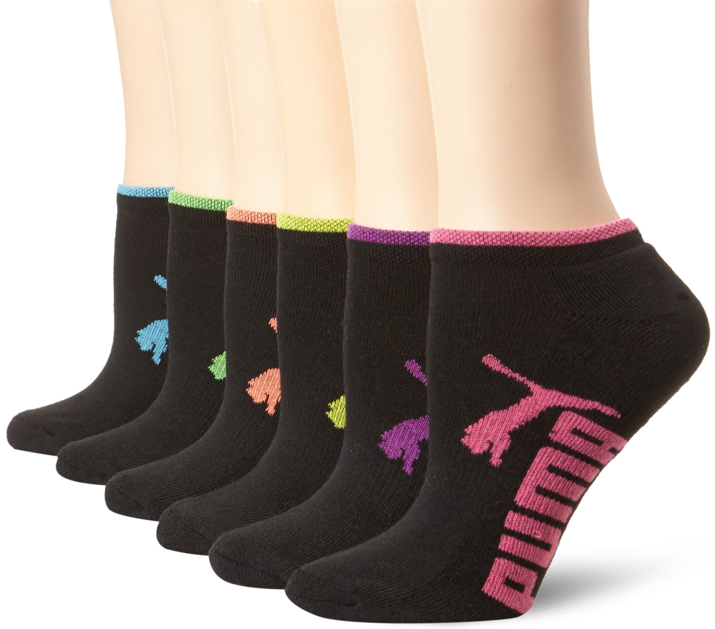 Puma Kids No-Show Athletic Socks Performance Cushioned 6-Pack ??? Youth S/M & M/L